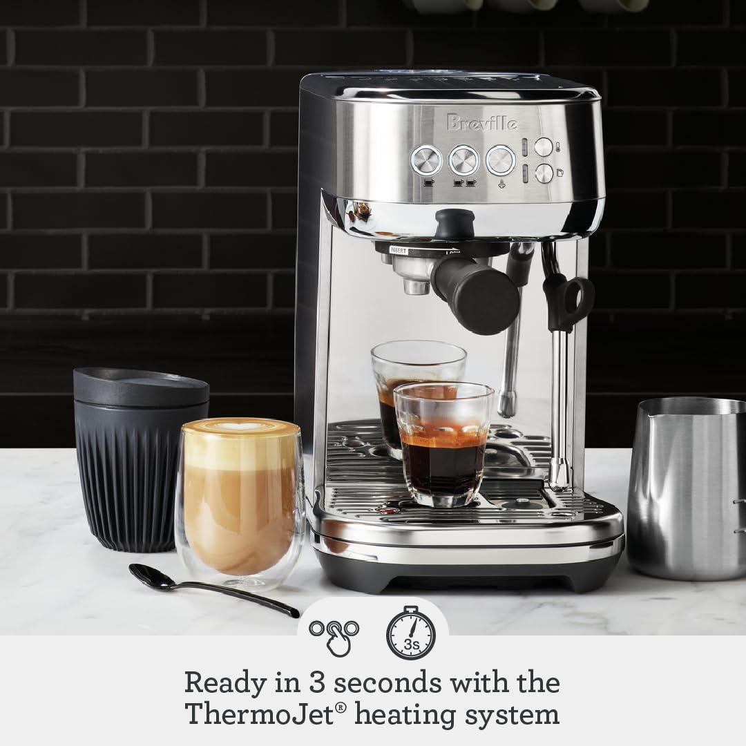 image:imageBreville Bambino Plus Espresso Machine BES500BSS Brushed Stainless SteelDamson Blue