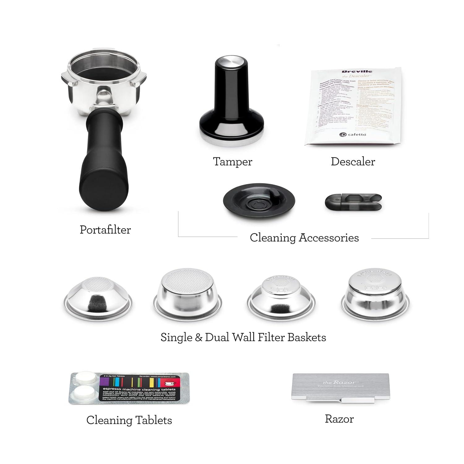 image:imageBreville Bambino Plus Espresso Machine BES500BSS Brushed Stainless SteelDamson Blue