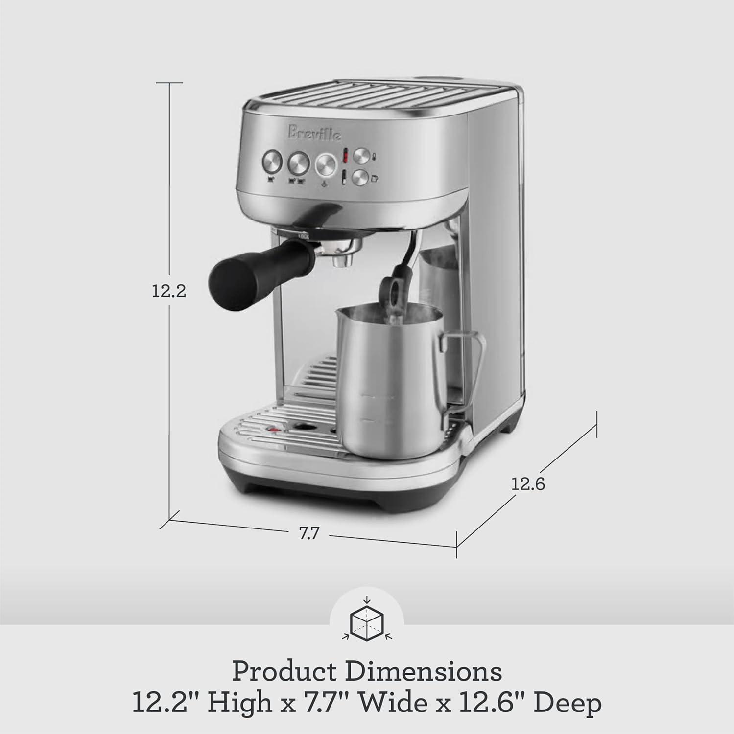 image:imageBreville Bambino Plus Espresso Machine BES500BSS Brushed Stainless SteelDamson Blue