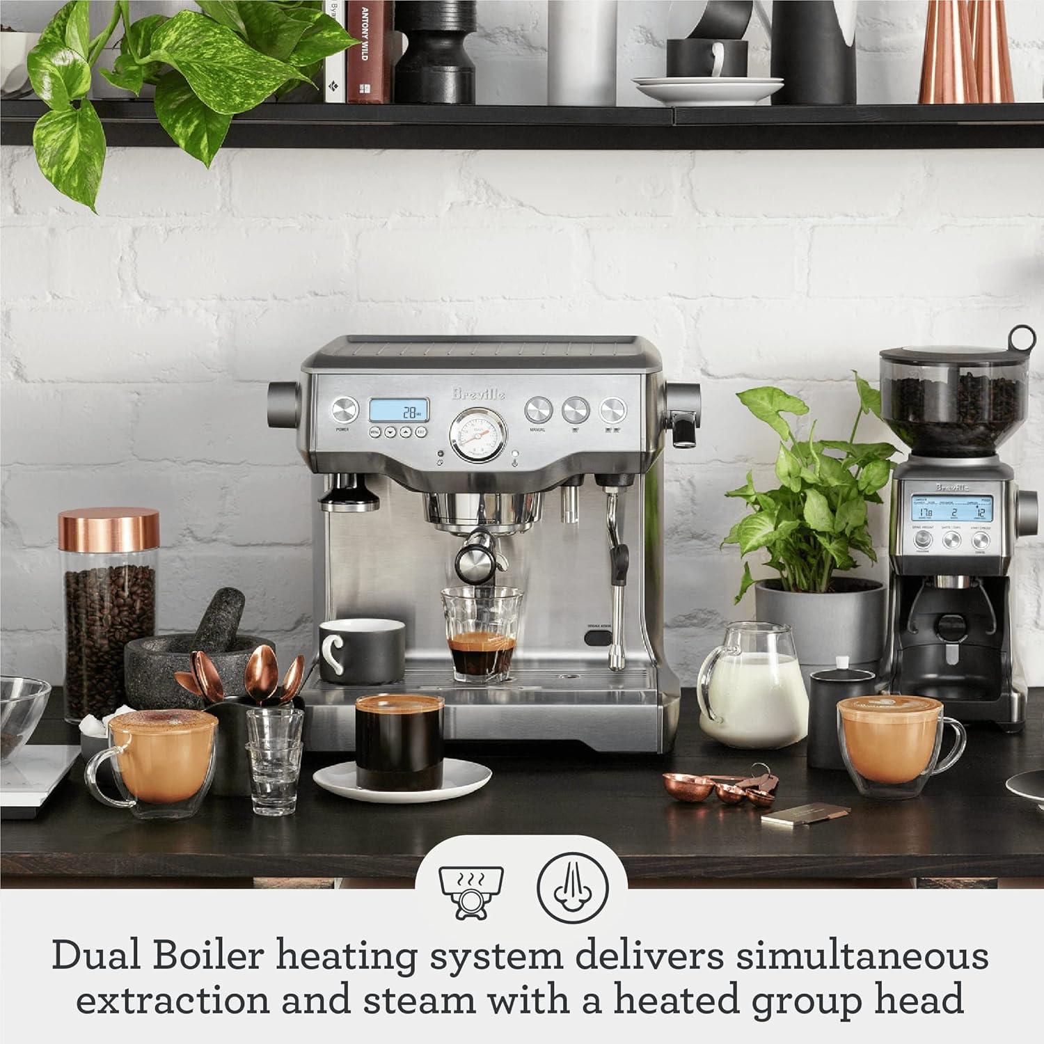 image:imageBreville Dual Boiler Espresso Machine BES920XL Brushed Stainless SteelCranberry Red