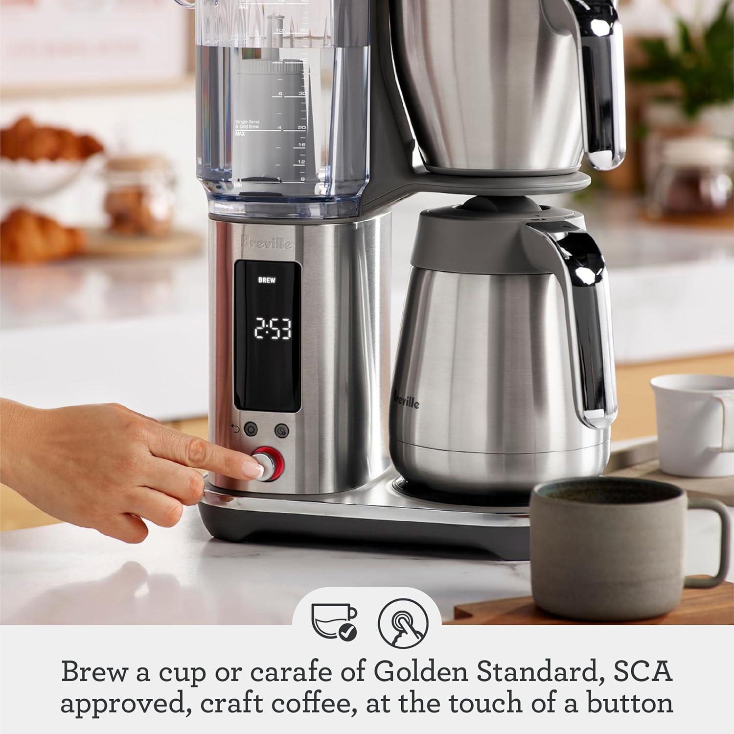 image:imageBreville Luxe Drip Coffee Machine BDC415BSS Brushed Stainless Steel Glass CarafeBlack Truffle