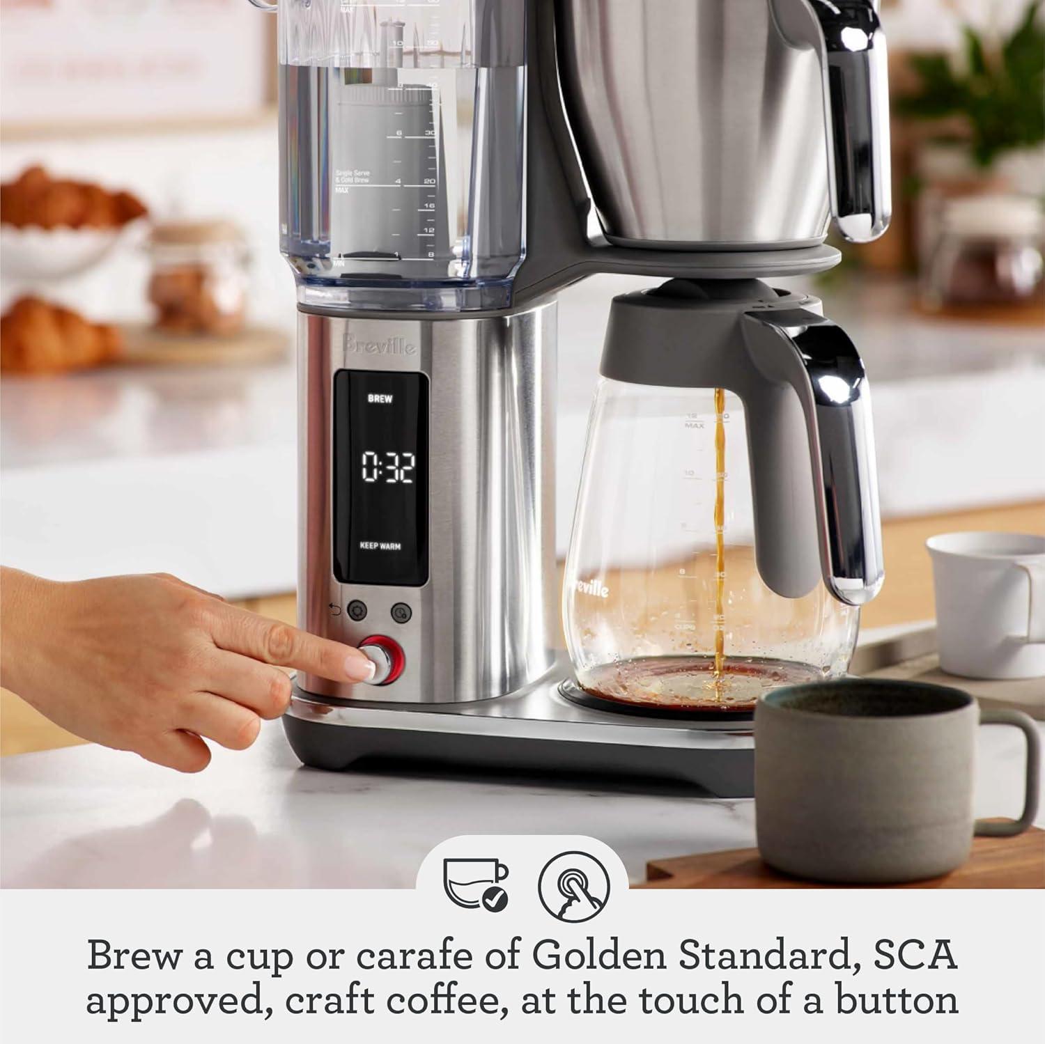 image:imageBreville Luxe Drip Coffee Machine BDC415BSS Brushed Stainless Steel Glass CarafeDamson Blue