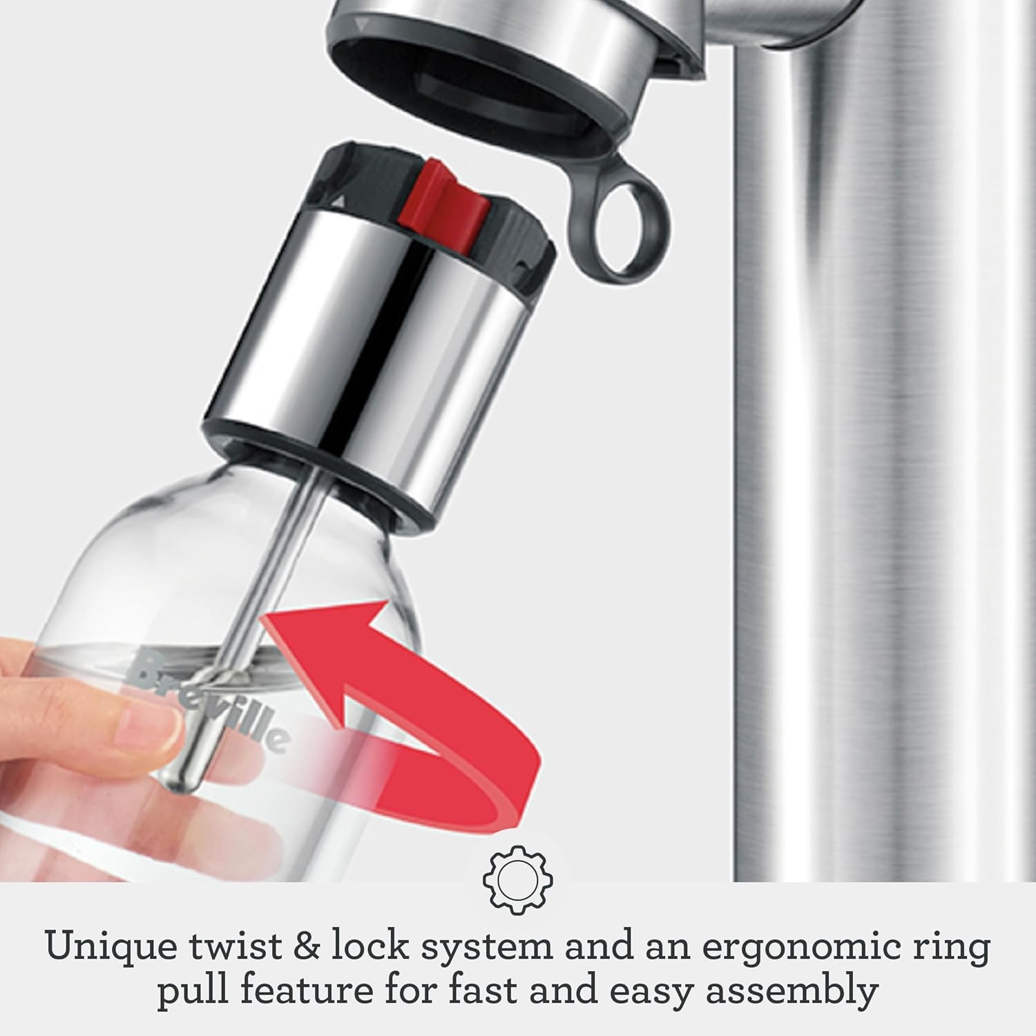 image:imageBreville BCA800BTR InFizz Fusion Sparkling Water and Beverage Carbonator CO2 Cylinder Not Included Black TruffleBrushed Stainless Steel