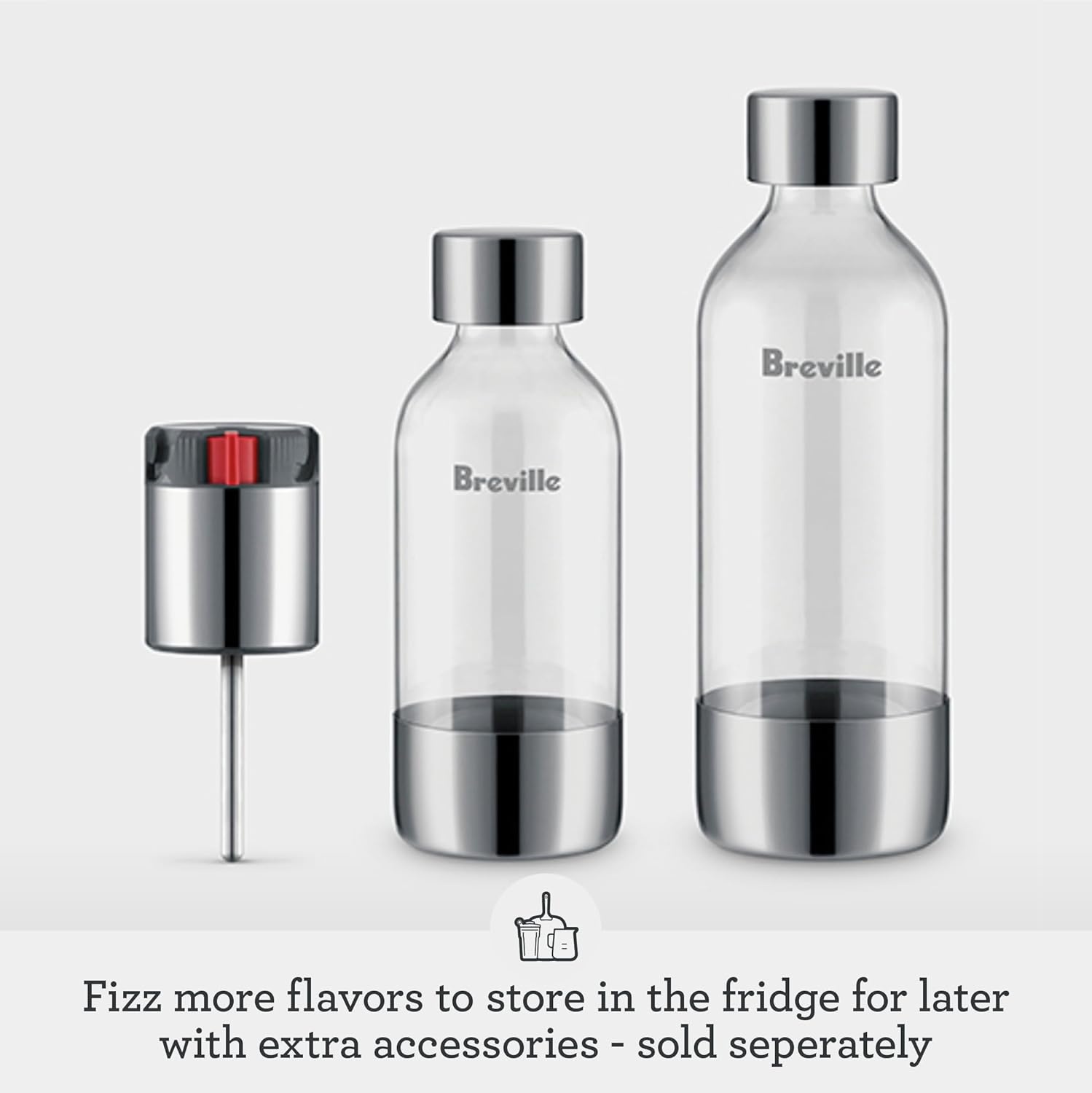 image:imageBreville BCA800BTR InFizz Fusion Sparkling Water and Beverage Carbonator CO2 Cylinder Not Included Black TruffleBrushed Stainless Steel
