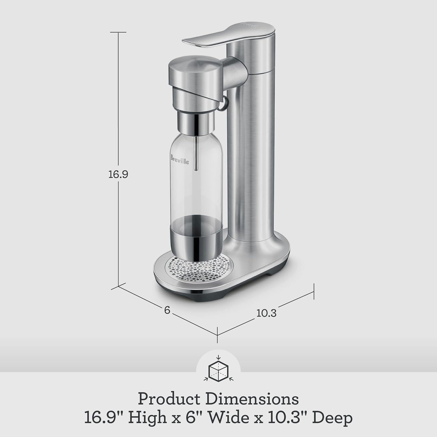 image:imageBreville BCA800BTR InFizz Fusion Sparkling Water and Beverage Carbonator CO2 Cylinder Not Included Black TruffleBrushed Stainless Steel