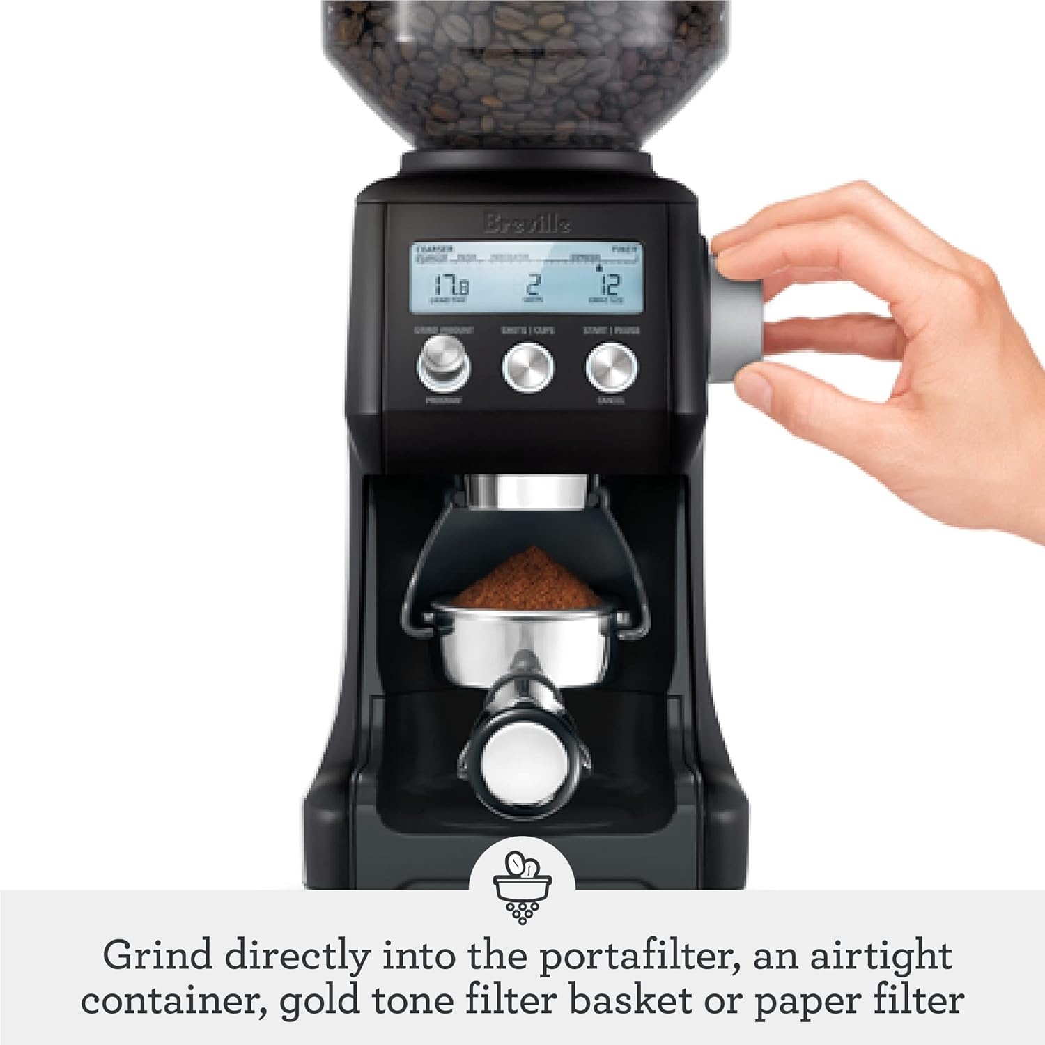 image:imageBreville BCG820BTR Smart Grinder Pro for Coffee and Espresso Black TruffleBlack Stainless Steel