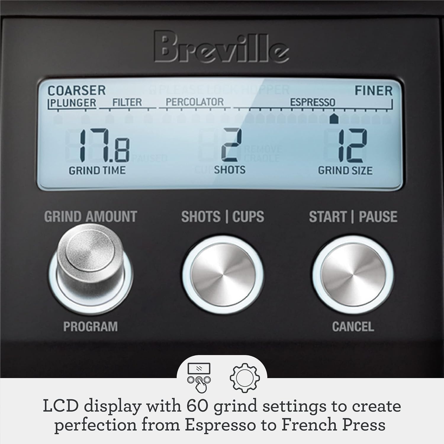 image:imageBreville BCG820BTR Smart Grinder Pro for Coffee and Espresso Black TruffleBlack Stainless Steel