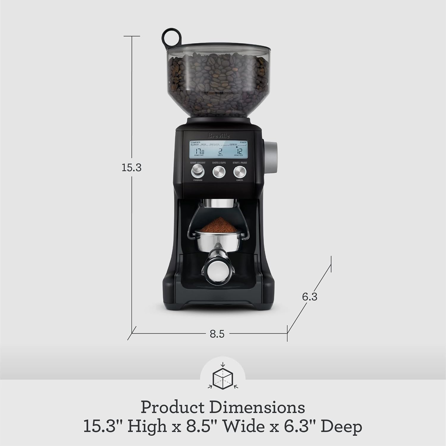 image:imageBreville BCG820BTR Smart Grinder Pro for Coffee and Espresso Black TruffleBlack Stainless Steel