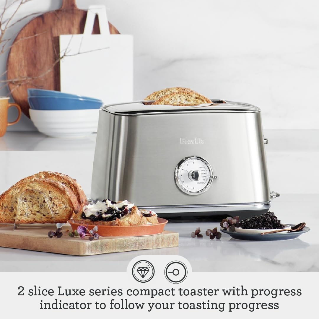 image:imageBreville BTA735BSS Toast Select Luxe Kitchen Toaster 2 Slice Brushed Stainless SteelRoyal Champagne