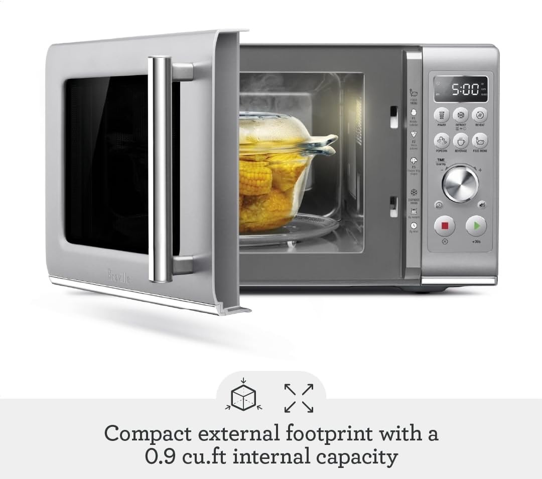 image:imageBreville BMO650SIL Compact Wave Soft Close Countertop Microwave Oven SilverMicrowave Oven